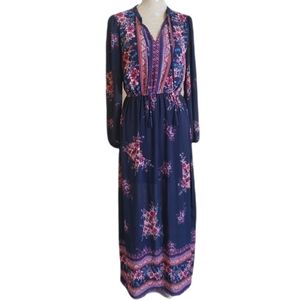 Xhilaration long sleeve boho maxi dress medium